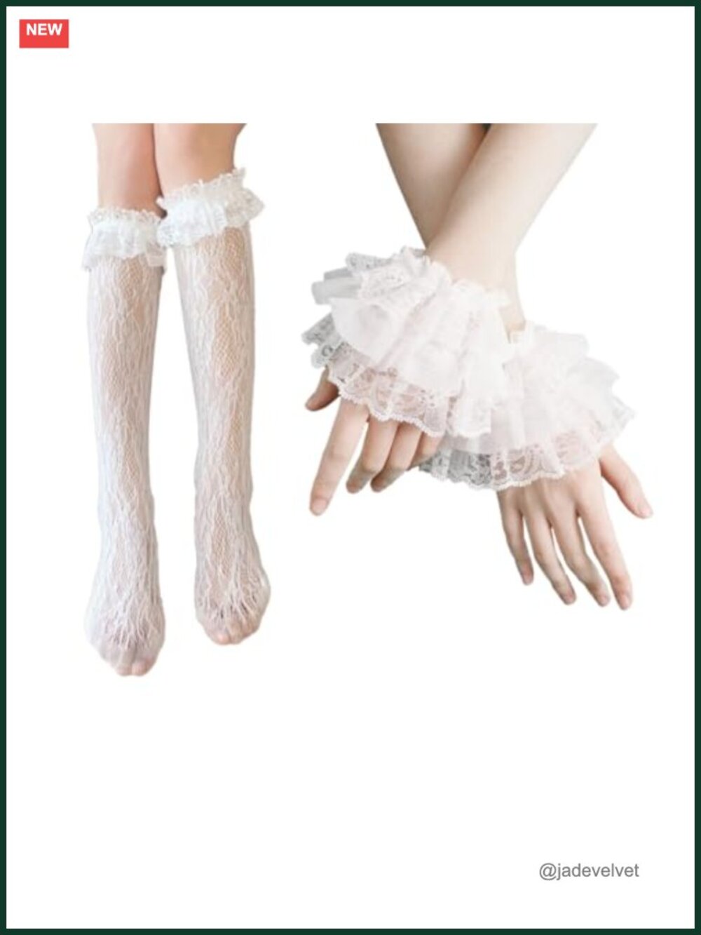 Lace Ruffle Gloves and Knee-High Socks Set Victorian Lolita Costume Accessories